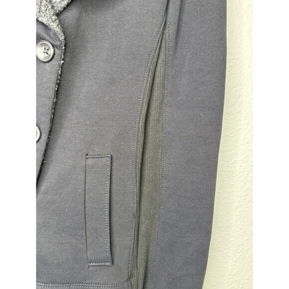 James Perse Double Breasted Cotton Pea Coat Jacket Size 2 USA Wool Blend Black - Picture 7 of 16